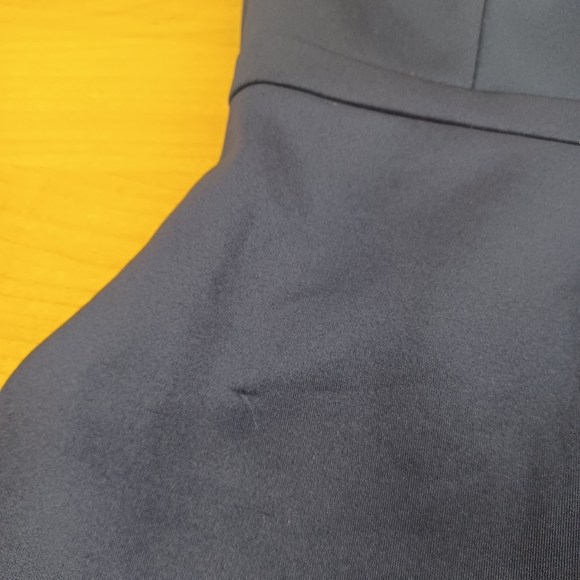 Xscape Cocktail Midi Dress Size 4 Ruffle Scuba Off the Shoulder In Midnight - Picture 6 of 16